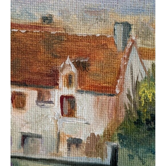 Oil Painting Woman In Countryside Signed Student Artist 8 X 10 Garden Village - Picture 6 of 16